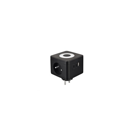 Viking síťový adaptér Y23L, 2x 230 V, 1x USB-A, 2x USB-C, dotykové světlo, černá