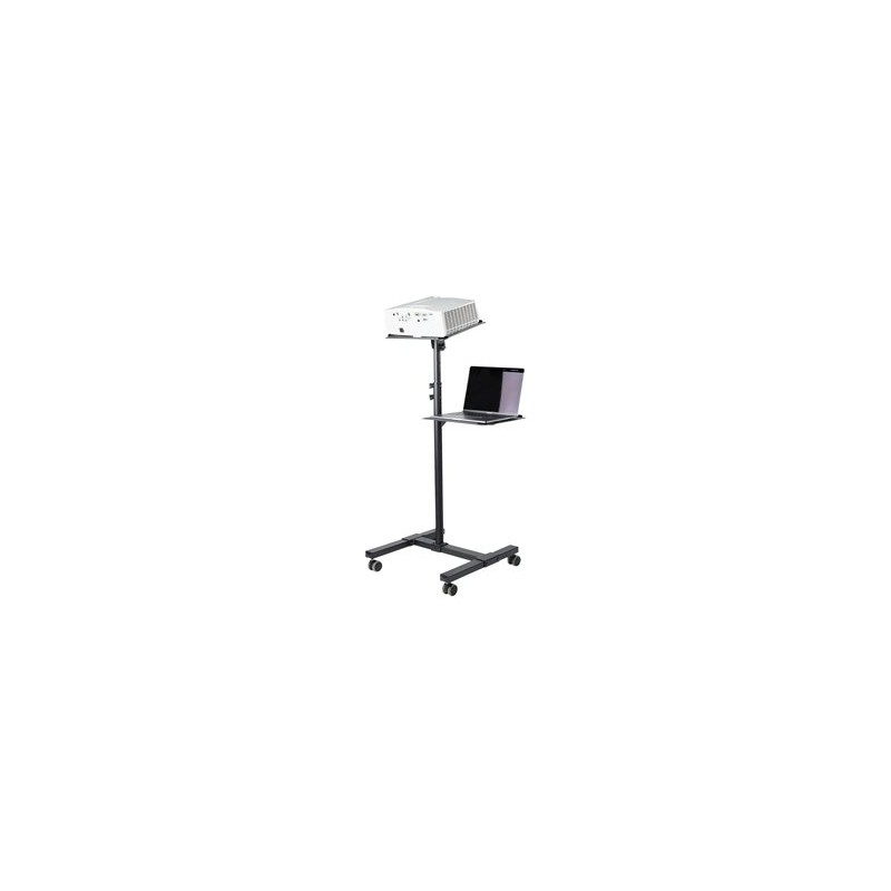 StarTech.com Mobile Projector and Laptop Stand/Cart, Heavy Duty Portable Projector Stand (2 Vented Shelves, hold 22lb/10kg
