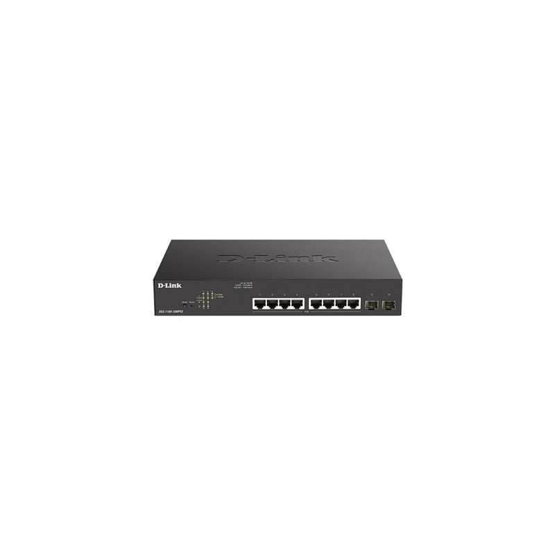 D-Link DGS-1100-10MPV2, 8x 1000Base-T 802.3af/802.3at PoE, 2x SFP, 130W PoE budget