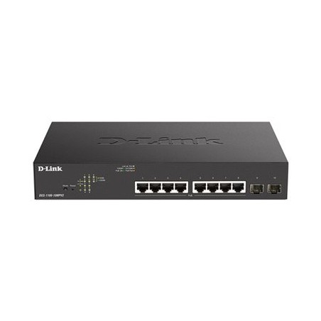 D-Link DGS-1100-10MPV2, 8x 1000Base-T 802.3af/802.3at PoE, 2x SFP, 130W PoE budget