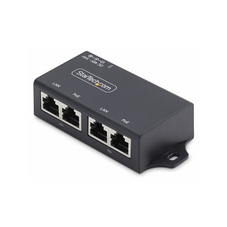 StarTech.com 2-Port Gigabit PoE+ Injector, PoE/PoE+ (802.3af/802.3at) 30W - Dávkovač energie - unmanaged inline - DC 48 - 52 V