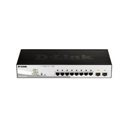 D-Link DGS-1210-08P 10-port Gigabit Smart PoE Switch, 8x GbE PoE+, 2x SFP, PoE 65W, fanless