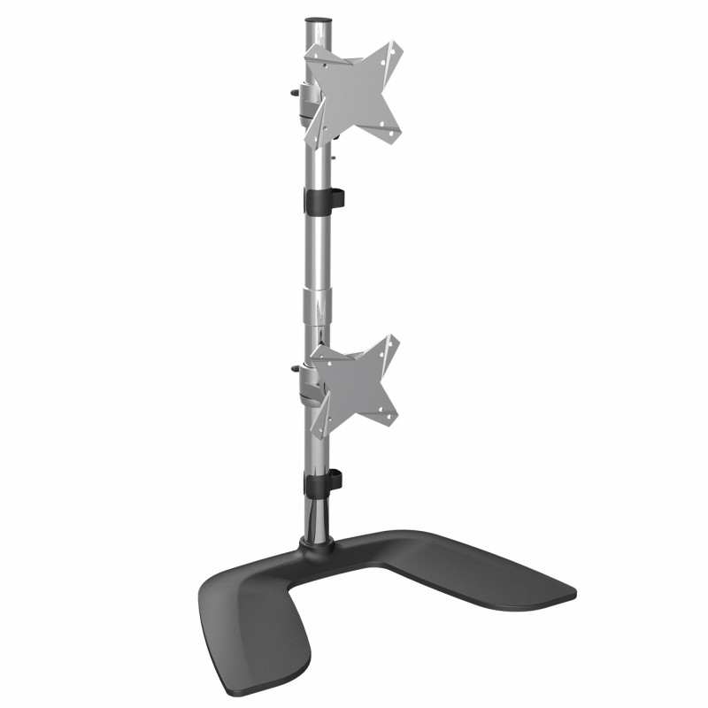 StarTech.com Vertical Dual Monitor Stand, Ergonomic Desktop Stacked Two Monitor Stand up to 27 inch VESA Mount Displays, Free