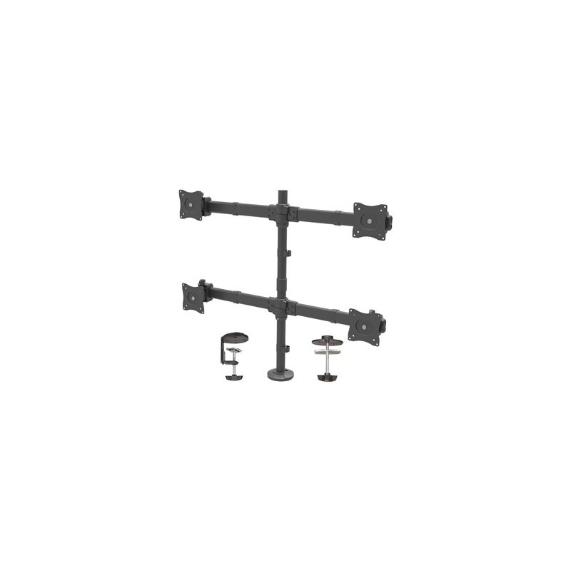 StarTech.com Desk Mount Quad Monitor Arm, Ergonomic VESA 4 Monitor Mount 2x2 up to 27", Articulating & Height Adjustable Pole
