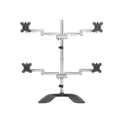 StarTech.com Desktop Quad Monitor Stand, Ergonomic VESA 4 Monitor Arm (2x2) up to 32", Free Standing Articulating Universal