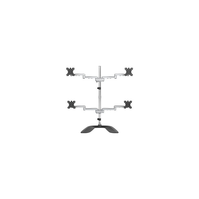 StarTech.com Desktop Quad Monitor Stand, Ergonomic VESA 4 Monitor Arm (2x2) up to 32", Free Standing Articulating Universal
