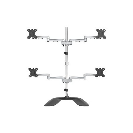 StarTech.com Desktop Quad Monitor Stand, Ergonomic VESA 4 Monitor Arm (2x2) up to 32", Free Standing Articulating Universal