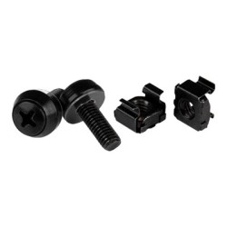 StarTech.com M6 x 12mm Screws and Cage Nuts - 100 Pack - M6 Mounting Screws and Cage Nuts for Server Rack and Cabinet - Black