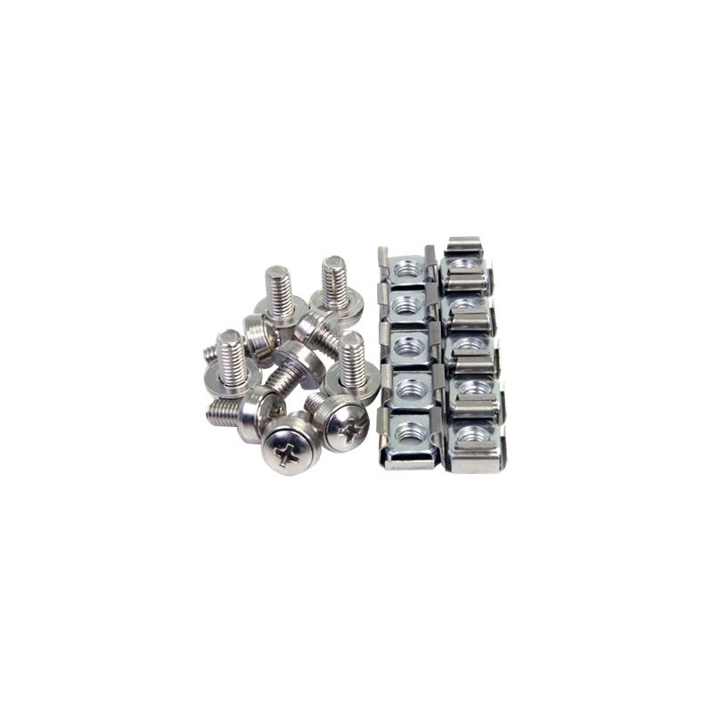 StarTech.com M6 Screws and Cage Nuts - 100 Pack - M6 Mounting Screws and Cage Nuts for Server Rack and Cabinet - Silver
