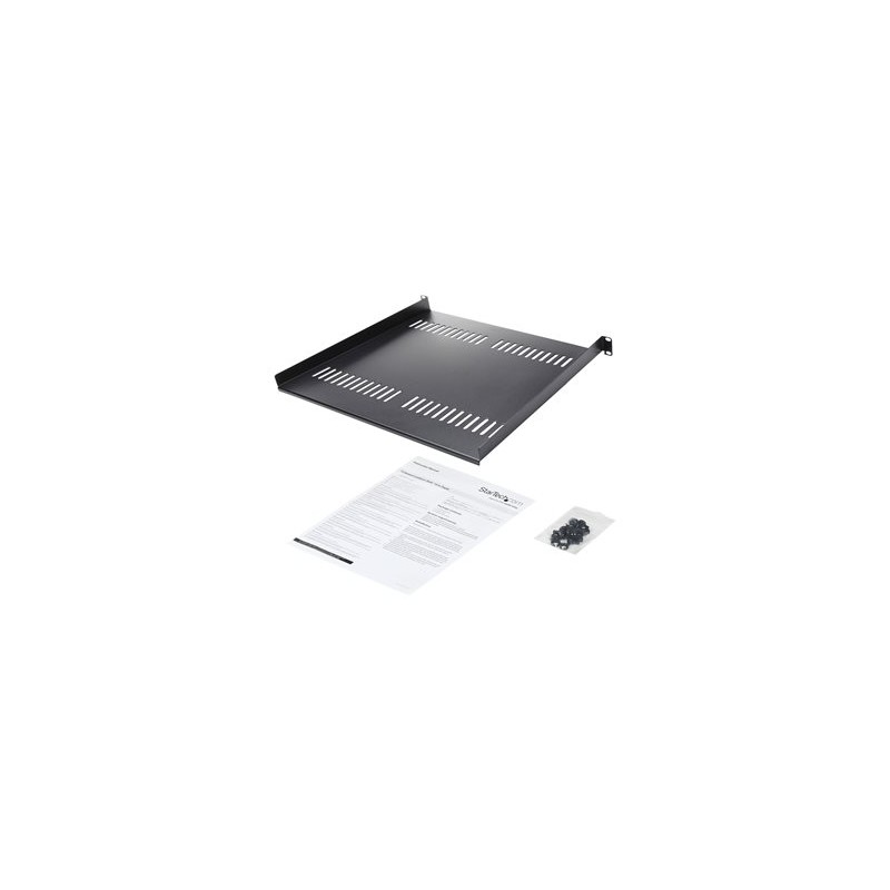 StarTech.com 1U Vented Server Rack Cabinet Shelf, 16in Deep Fixed Cantilever Tray, Rackmount Shelf for 19" AV/Data/Network