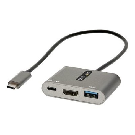 StarTech.com USB C Multiport Adapter, USB-C to HDMI 4K Video, 100W Power Delivery Passthrough Charging, 2-Port USB 3.0 Hub