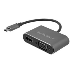 StarTech.com USB-C to VGA and HDMI Adapter - 2-in-1 - 4K 30Hz - Space Grey - Windows & Mac Compatible (CDP2HDVGA) - Externí