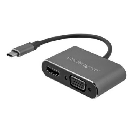 StarTech.com USB-C to VGA and HDMI Adapter - 2-in-1 - 4K 30Hz - Space Grey - Windows & Mac Compatible (CDP2HDVGA) - Externí