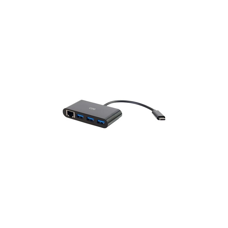 C2G USB C Hub with Ethernet - 3-Port USB Hub - Rozbočovač - 3 x SuperSpeed USB 3.0 + 1 x USB-C + 1 x 1000Base-T - deskt… CG29747