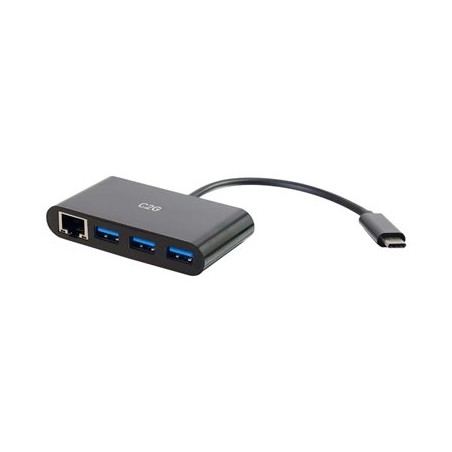 C2G USB C Hub with Ethernet - 3-Port USB Hub - Rozbočovač - 3 x SuperSpeed USB 3.0 + 1 x USB-C + 1 x 1000Base-T - deskt… CG29747