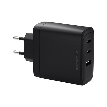 dbramante1928 re-charge - Síťový adaptér - 100 Watt - 3 výstupní konektory (2 x USB-C, USB) - černá