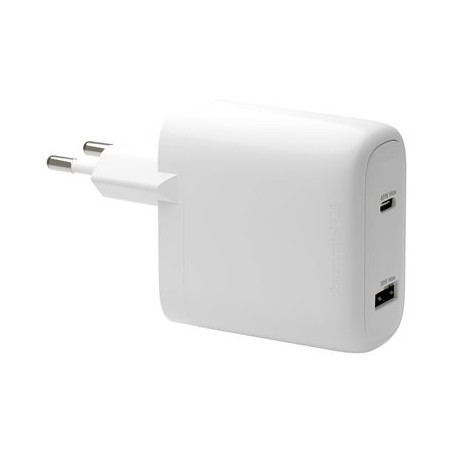 dbramante1928 re-charge - Síťový adaptér - 65 Watt - 2 výstupní konektory (USB-C, USB) - bílá - Evropa CI65EUWH7100