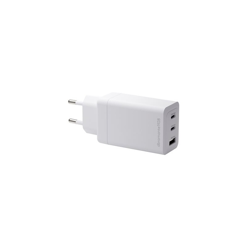 dbramante1928 re-charge - Síťový adaptér - 65 Watt - 3 výstupní konektory (2 x USB-C, USB) - bílá