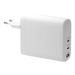 dbramante1928 re-charge - Síťový adaptér - 140 Watt - napájení Power Delivery 3.1 - 3 výstupní konektory (USB-C, USB) - bílá