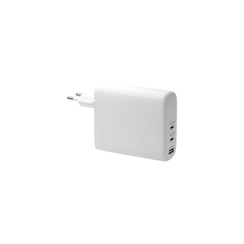 dbramante1928 re-charge - Síťový adaptér - 140 Watt - napájení Power Delivery 3.1 - 3 výstupní konektory (USB-C, USB) - bílá