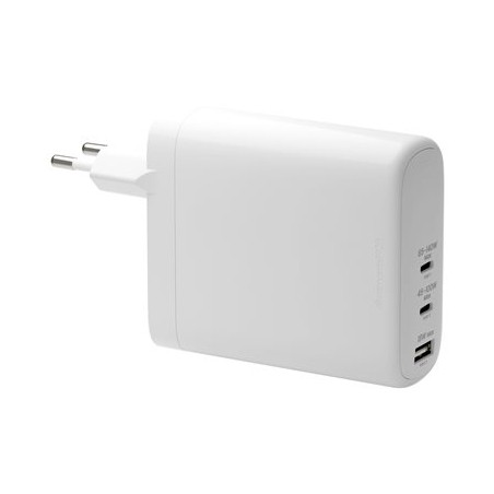 dbramante1928 re-charge - Síťový adaptér - 140 Watt - napájení Power Delivery 3.1 - 3 výstupní konektory (USB-C, USB) - bílá