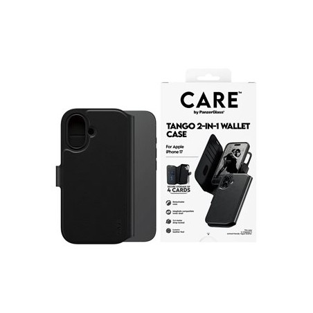 CARE by PanzerGlass Tango - Pouzdro s klopou pro mobilní telefon - kompatibilita s MagSafe - veganská kuže - cerná - pro Apple