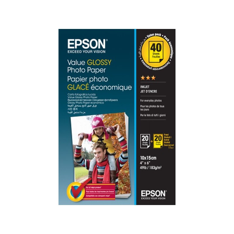 Epson Value Photo Paper Glossy - Lesklý - 100 x 150 mm 20 listy fotografický papír (balení 2) - pro Expression Home HD XP-15000