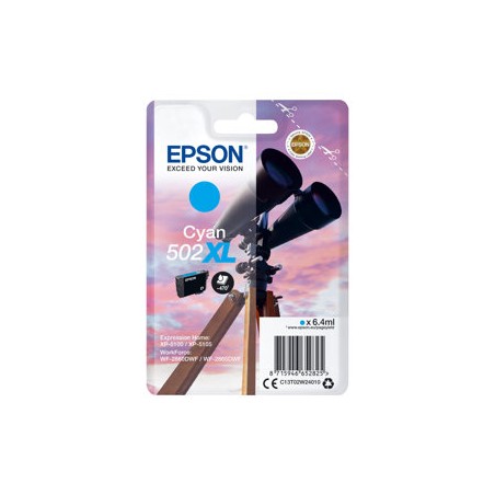 Epson 502XL - 6.4 ml - Vysoká kapacita - azurová - originální - blistr s RF / akustickým alarmem - inkoustová cartridge - pro