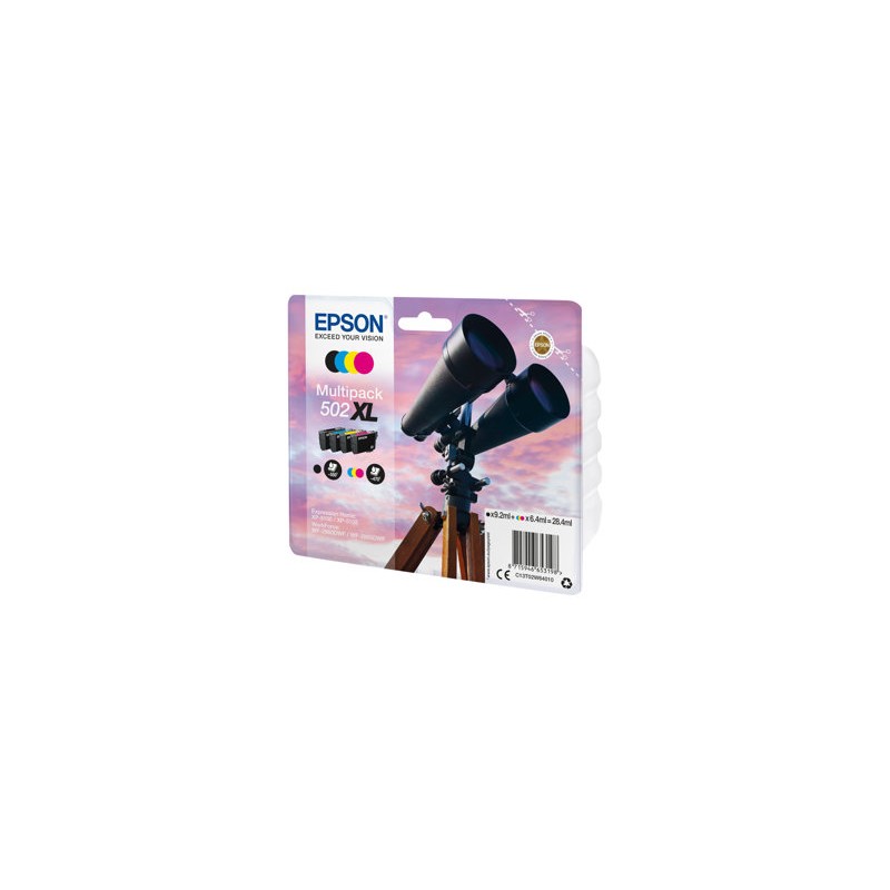 Epson 502XL Multipack - 4-balení - 28.4 ml - Vysoká kapacita - černá, žlutá, azurová, purpurová - originální - blistr s RF /
