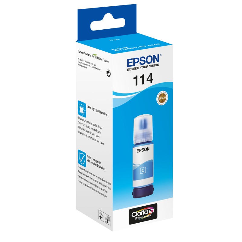 Epson 114 - 70 ml - azurová - originální - doplnění inkoustu - pro EcoTank ET-8500, ET-8550