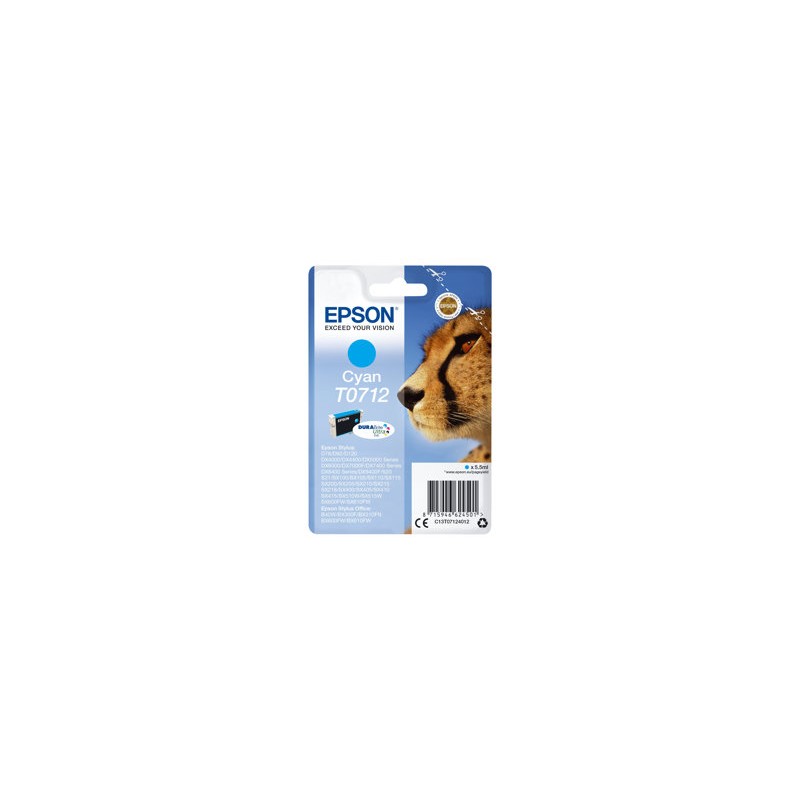 Epson T0712 - 5.5 ml - azurová - originální - blistr s RF / akustickým alarmem - inkoustová cartridge - pro Stylus DX9400