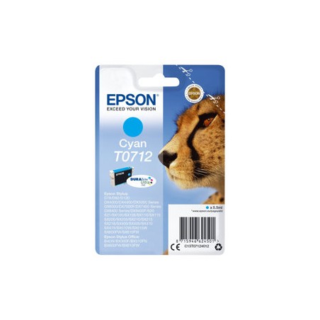Epson T0712 - 5.5 ml - azurová - originální - blistr s RF / akustickým alarmem - inkoustová cartridge - pro Stylus DX9400