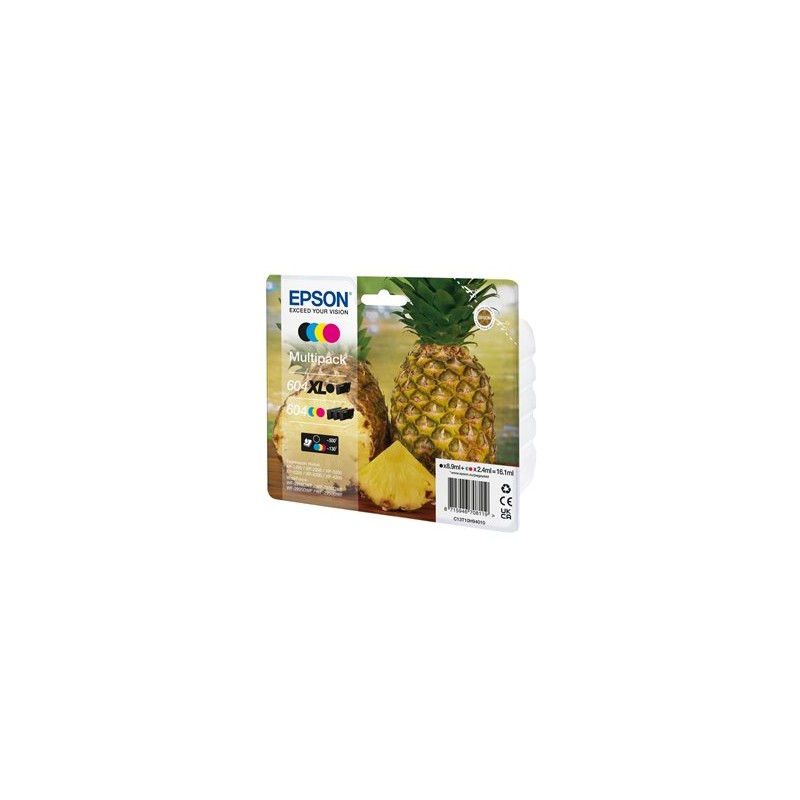 Epson 604XL Multipack - 4-balení - kapacita XL (černá) + Standardní - černá, azurová, purpurová, žlutá - originální - blistr