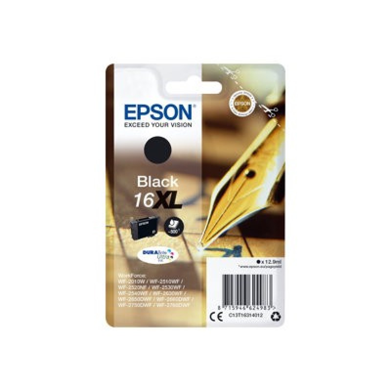 Epson 16XL - 6.5 ml - XL - černá - originální - blistr s RF / akustickým alarmem - inkoustová cartridge - pro WorkForce
