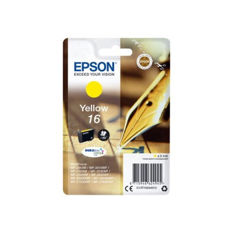 Epson 16 - 3.1 ml - žlutá - originální - blistr s RF alarmem - inkoustová cartridge - pro WorkForce WF-2010, WF-2510, WF-2520