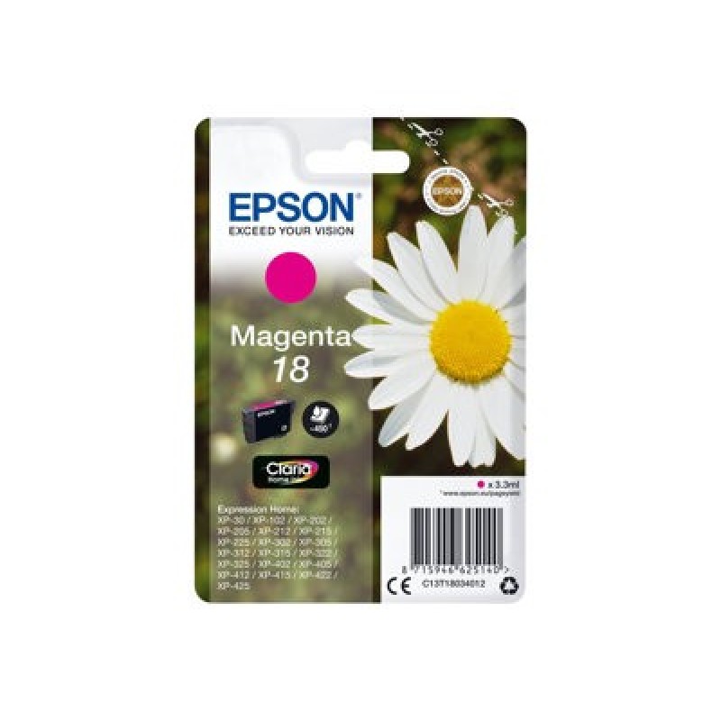 Epson 18 - 3.3 ml - purpurová - originální - blistr s RF / akustickým alarmem - inkoustová cartridge - pro Expression Home