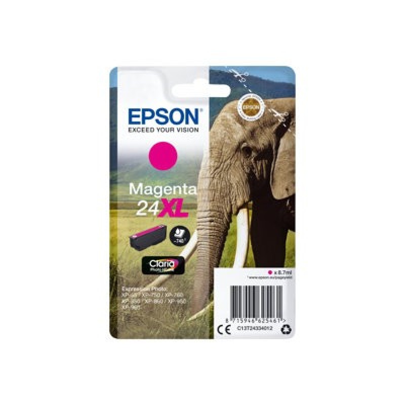Epson 24XL - 8.7 ml - XL - purpurová - originální - blistr s RF alarmem - inkoustová cartridge - pro Expression Photo XP-55