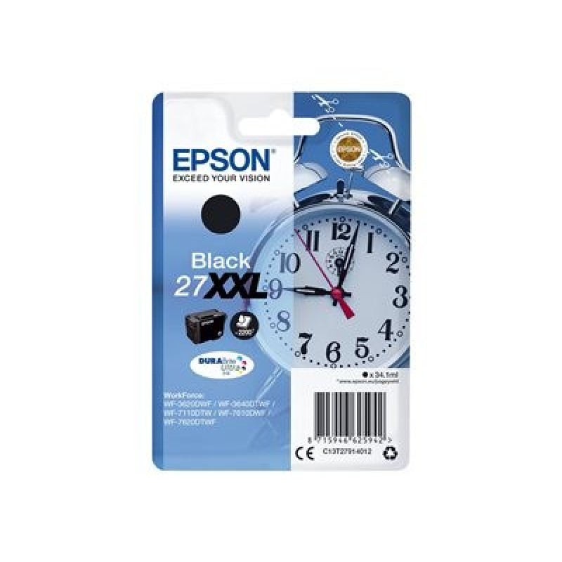 Epson 27XXL - 34.1 ml - XL - černá - originální - blistr s RF / akustickým alarmem - inkoustová cartridge - pro WorkForce