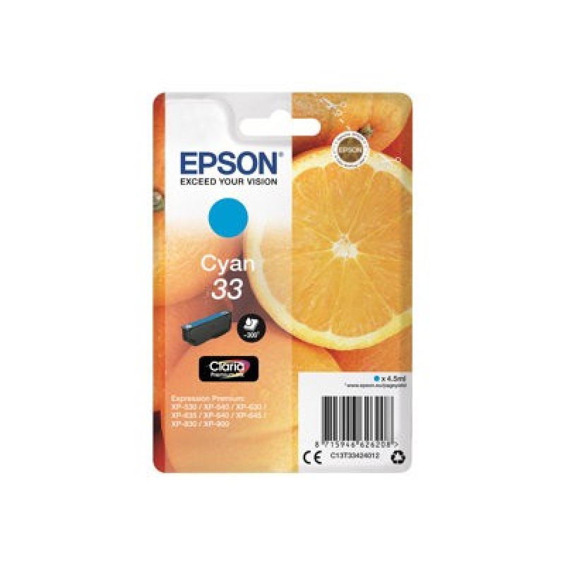 Epson 33 - 4.5 ml - azurová - originální - blistr s RF / akustickým alarmem - inkoustová cartridge - pro Expression Home