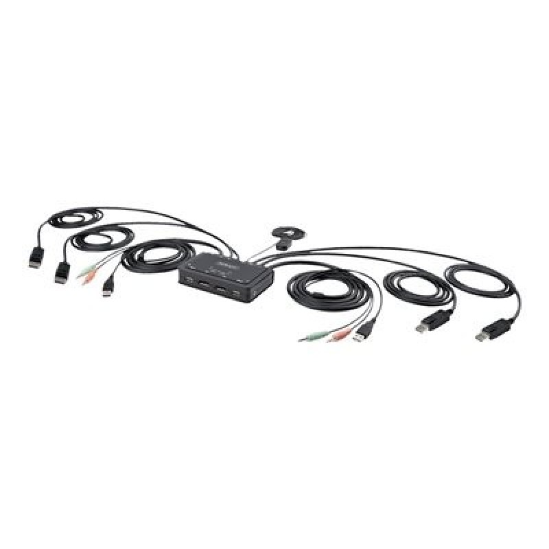 StarTech.com 2-Port Dual-Monitor DisplayPort Cable KVM Switch, 4K 60Hz, Compact KVM with 5ft/1.5m USB-A/DisplayPort/Audio