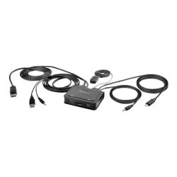 StarTech.com 2-Port Hybrid USB-C DisplayPort Cable KVM Switch, 4K 60Hz, Compact KVM with 6ft/1.8m USB-A/DisplayPort/Audio &