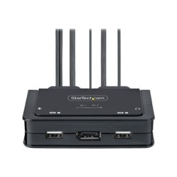 StarTech.com 2-Port USB-C Cable KVM Switch, 4K 60Hz DisplayPort Output, Compact KVM with 4ft/1.2m USB Type-C/Audio Integrated