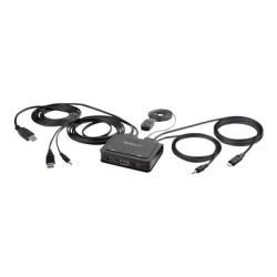StarTech.com 2-Port Hybrid USB-C HDMI Cable KVM Switch, 4K 60Hz, Compact KVM with 6ft/1.8m USB-A/HDMI/Audio & 4ft/1.2m USB-C