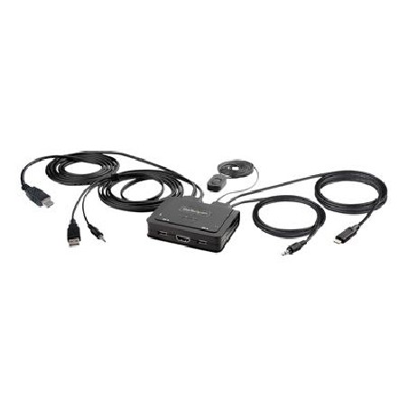 StarTech.com 2-Port Hybrid USB-C HDMI Cable KVM Switch, 4K 60Hz, Compact KVM with 6ft/1.8m USB-A/HDMI/Audio & 4ft/1.2m USB-C