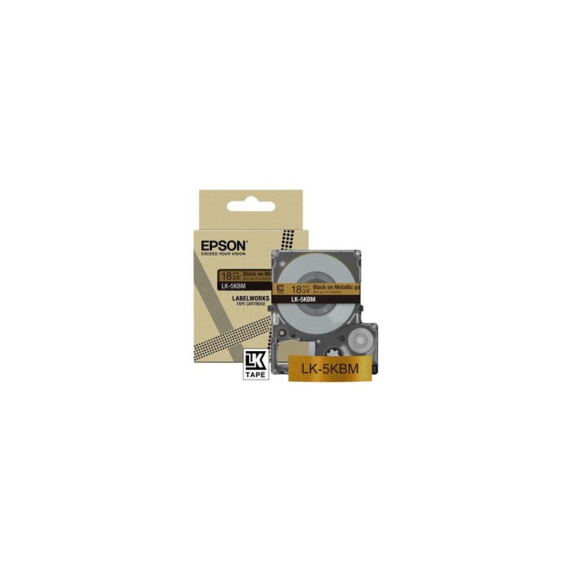 Epson LabelWorks LK-5KBM - Černá na metalické zlaté - Role (1,8 cm x 9 m) 1 kazeta/y závěsný box - pásková kazeta - pro
