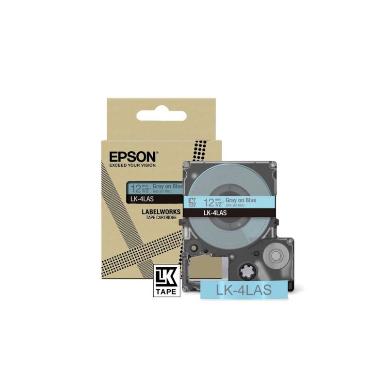 Epson LabelWorks LK-4LAS - Šedá na modré - Role (1,2 cm x 8 m) 1 kazeta/y závěsný box - pásková kazeta - pro LabelWorks