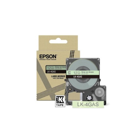 Epson LabelWorks LK-4GAS - Šedá na zelené - Role (1,2 cm x 8 m) 1 kazeta/y závěsný box - pásková kazeta - pro LabelWorks