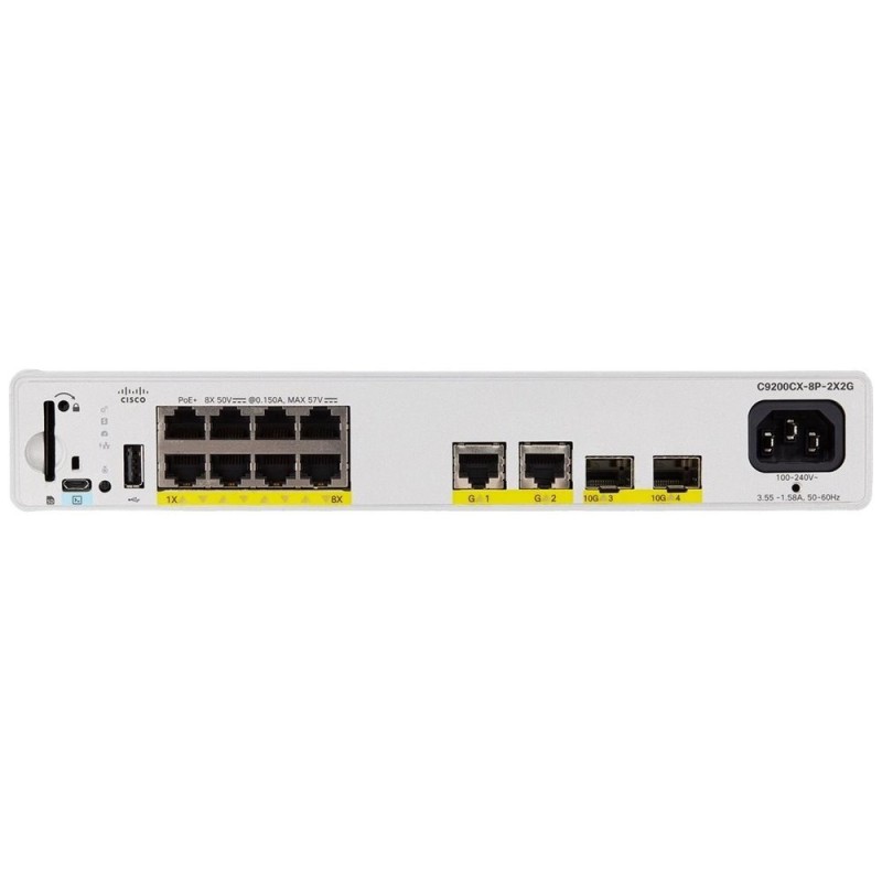 Cisco Catalyst 9200CX - Network Advantage - přepínač - kompaktní - L3 - řízený - 8 x 10/100/1000 (PoE+) + 2 x 10… C9200CX8P2X2GA