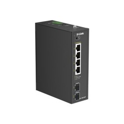 D-Link DIS 100G-06P - Prepínac - prumyslový - nerízený - 4 x 10/100/1000 (PoE) + 2 x gigabitu SFP - lze montovat na konzolu DIN