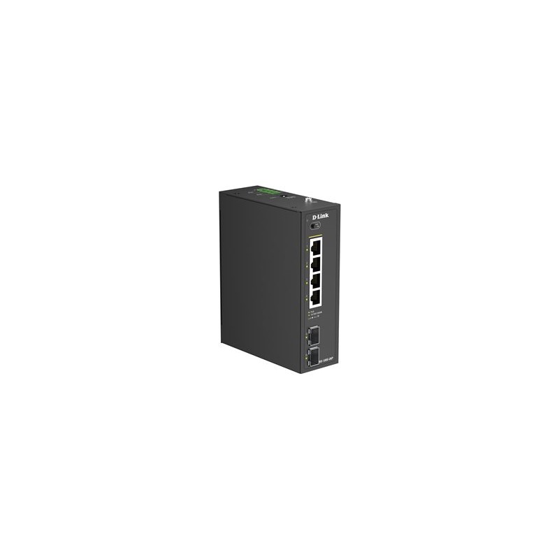 D-Link DIS 100G-06P - Prepínac - prumyslový - nerízený - 4 x 10/100/1000 (PoE) + 2 x gigabitu SFP - lze montovat na konzolu DIN